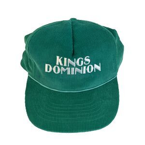 Vintage Kings Dominion Amusement Park Corduroy Hat Cap SnapBack Green
